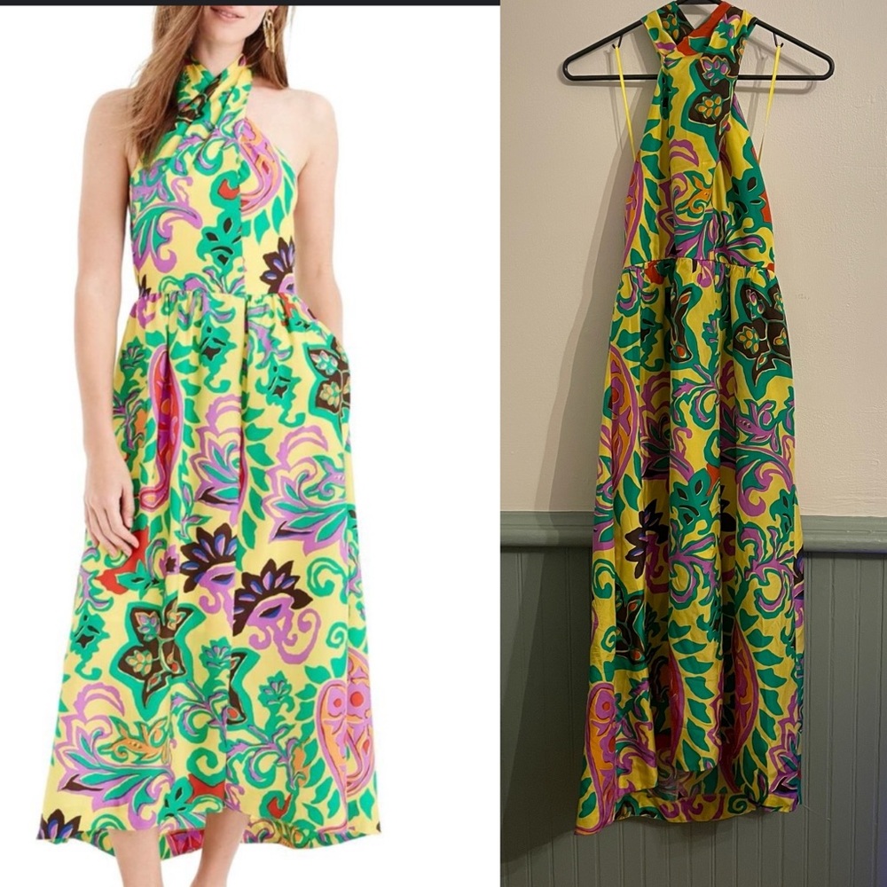 J. Crew Paisley Silk Maxi Sarong Dress Multi Size 6